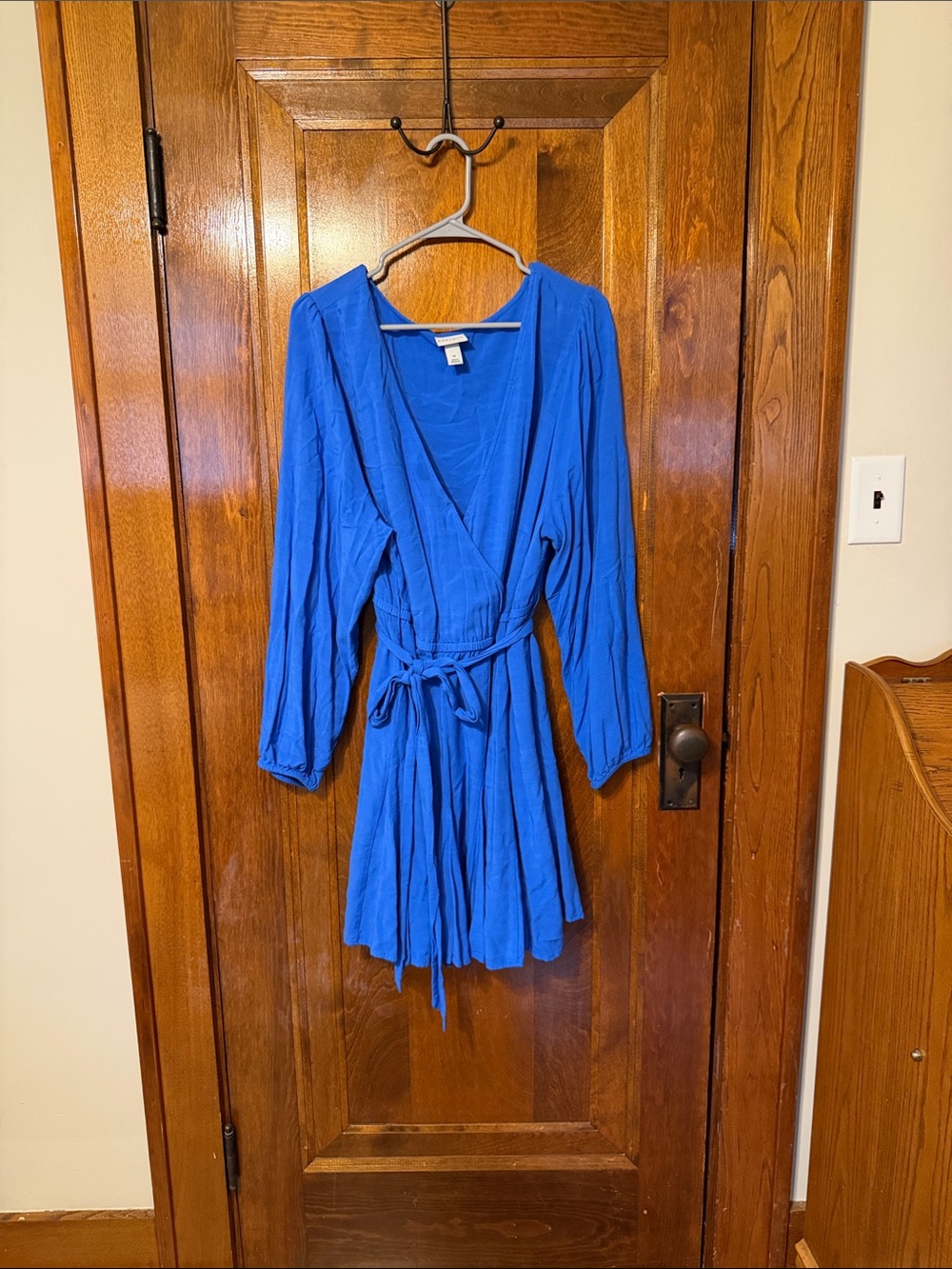 Ava & Viv Royal Blue Long Sleeve Wrap Mini Dress